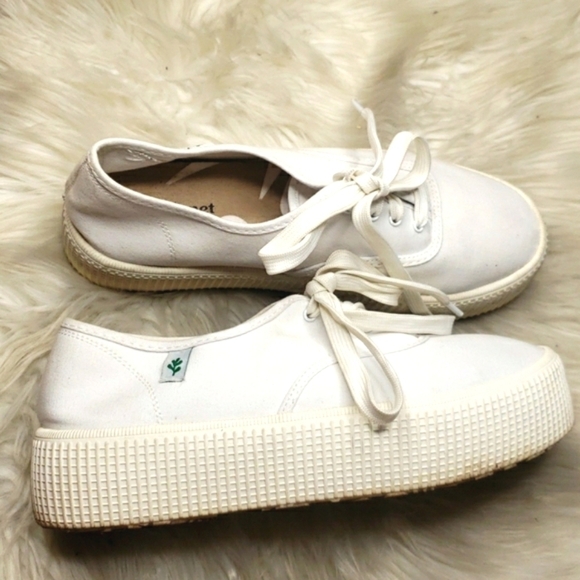 COOL PLANET BY STEVE MADDEN STREAM WHITE FABRIC PLATFORM SNEAKERS 7.5 - Picture 8 of 14